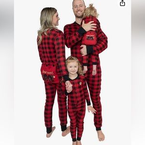 Lazy One Red & Black Buffalo Check long Sleeve One Piece Pajamas med